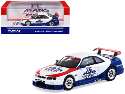 Nissan Nismo GT-R LM RHD (Right Hand Drive) "1995 Launch Version" White with Red and Blue Accents "Hobby64" Series 1/64 Diecast Model Car by Tarmac Works