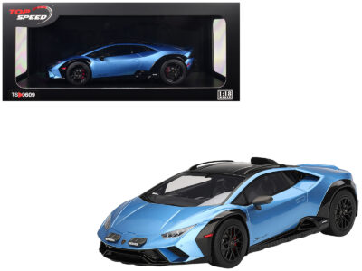 Lamborghini Huracan Sterrato Blu Aegir Blue Metallic with Matt Black Top 1/18 Model Car by Top Speed