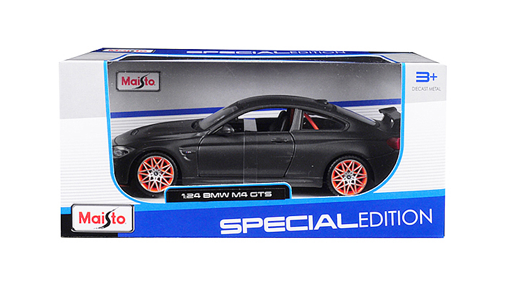 BMW M4 GTS Gray with Carbon Top and Orange Wheels 1/24 Diecast Model Car by Maisto #3