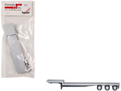 48ft 3-Axle Drop Deck Trailer with Chrome Wheels and Silver Top 1/87 (HO) Plastic Model by Promotex