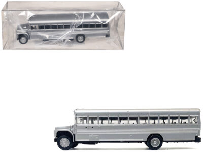 School Bus Silver Metallic 1/87 (HO) Plastic Model by Promotex