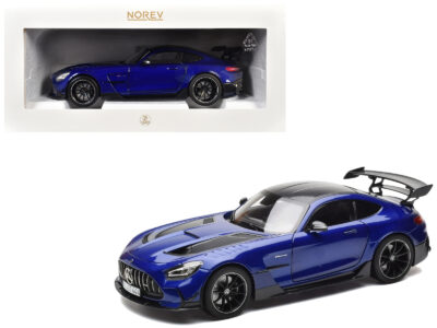 2021 Mercedes-Benz AMG GT Black Series Blue Metallic with Carbon Top and Hood Stripes 1/18 Diecast Model Car by Norev