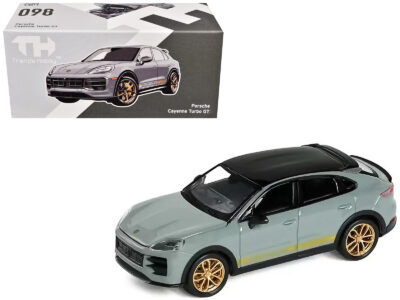 Porsche Cayenne Turbo GT Gray with Black Top and Gold Stripes 1/64 Diecast Model Car by Trends Hobby