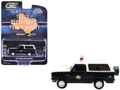 1978 Dodge Ramcharger Police Vehicle "Texas Department of Public Safety Highway Patrol" Black with White Hood and Top "Hobby Exclusive" Series 1/64 Diecast Model Car by Greenlight