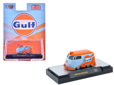 1960 Volkswagen Delivery Van "Gulf Oil" Light Blue and Orange Limited Edition to 5500 pieces Worldwide 1/64 Diecast Model Car by M2 Machines