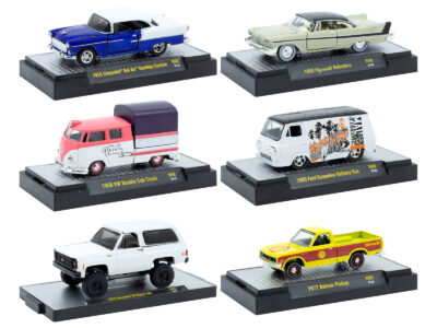 "Auto-Thentics" 6 piece Set Release 99 IN DISPLAY CASES Limited Edition 1/64 Diecast Model Cars by M2 Machines