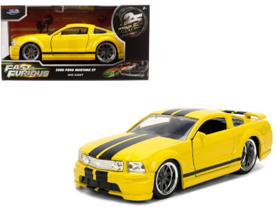 2006 Ford Mustang GT Yellow with Black Stripes "Fast & Furious 25 Years" Series 1/32 Diecast Model Car by Jada