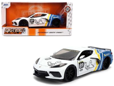 2020 Chevrolet Corvette Stingray C8 #89 "Michelin" White with Yellow and Blue Stripes "Bigtime Muscle" Series 1/24 Diecast Model Car by Jada
