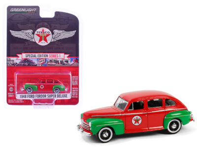 1948 Ford Fordor Super Deluxe "Texaco" Red with Green Fenders "Texaco Special Edition" Series 1 1/64 Diecast Model Car by Greenlight