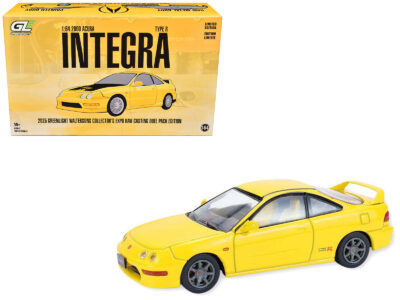 2000 Acura Integra Type R Yellow with Raw Casting Dual Pack "2025 Greenlight Waltersons Collector's Expo Exclusive" 1/64 Diecast Model Car by Greenlight