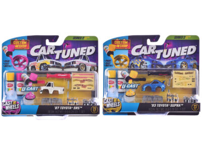 1987 Toyota SR5 Pickup Truck White and 1993 Toyota Supra Blue "Custom Shop" 2 Car Set Diecast Model Cars by CarTuned