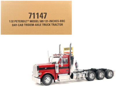 Peterbilt 589 Tridem-Axle Truck Tractor with Day Cab Legendary Red "Transport Series" 1/32 Diecast Model by Diecast Masters