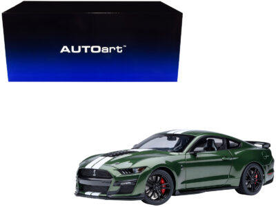 Ford Mustang Shelby GT500 Eruption Green Metallic with White Stripes 1/18 Model Car by Autoart