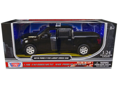 2019 Ford F-150 Lariat Crew Cab Pickup Truck Unmarked Plain Black "Law Enforcement and Public Service" Series 1/24 Diecast Model Car by Motormax