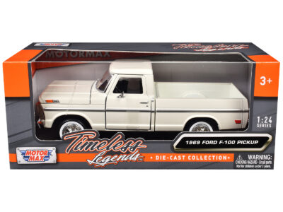 1969 Ford F-100 Pickup Truck Cream "Timeless Legends" Series 1/24 Diecast Model Car by Motormax