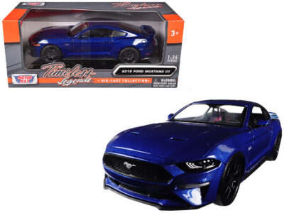 2018 Ford Mustang GT 5.0 Blue with Black Wheels 1/24 Diecast Model Car by Motormax