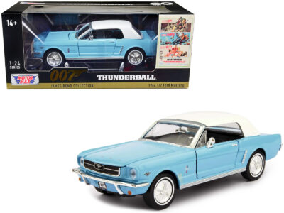 1964 1/2 Ford Mustang Light Blue with White Top James Bond 007 "Thunderball" (1965) Movie "James Bond Collection" Series 1/24 Diecast Model Car by Motormax