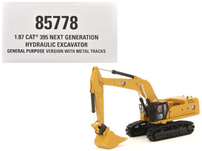CAT Caterpillar 395 Next-Generation Hydraulic Excavator (Mass Excavator Version) Yellow with Additional Tools "High Line Series" 1/87 (HO) Diecast Model by Diecast Masters