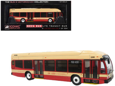 Nova Bus LFS HEV Transit Bus "Hamilton Street Railway 150th Anniversary" Cream and Red "The Bus & Motorcoach Collection" Limited Edition to 504 pieces Worldwide 1/87 (HO) Diecast Model by Iconic Replicas