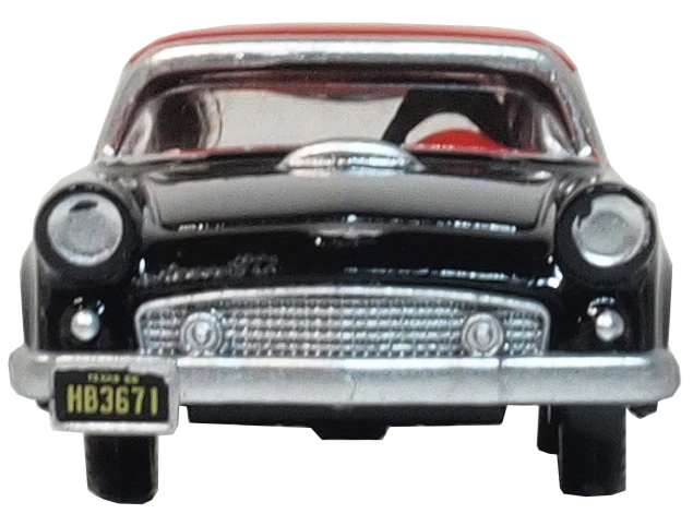 1956 Ford Thunderbird Raven Black with Fiesta Red Top 1/87 (HO) Scale Diecast Model Car by Oxford Diecast #3