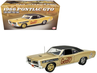 1966 Pontiac GTO "Car Craft Magazine Test Car" Gold Metallic with Black Top and Graphics Limited Edition to 300 pieces Worldwide 1/18 Diecast Model Car by ACME