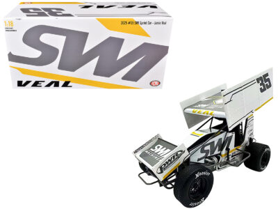 Winged Sprint Car #35 Jamie Veal "SWI Earthworks" White (2025) 1/18 Diecast Model Car by ACME