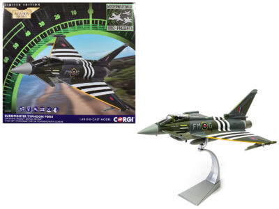 Eurofighter Typhoon FGR4 Fighter Aircraft "ZJ913 FM-G Moggy D-Day 80th Anniversary Display Scheme" (2024) Royal Air Force "The Aviation Archive" Series 1/48 Diecast Model by Corgi