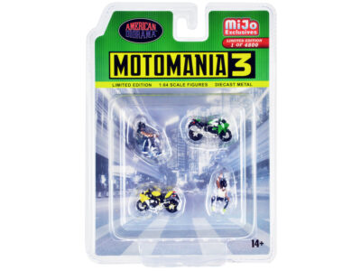 "Motomania 3" 4 piece Diecast Set (2 Figures and 2 Motorcycles) Limited Edition to 4800 pieces Worldwide for 1/64 Scale Models by American Diorama