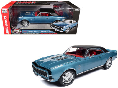 1967 Chevrolet Yenko Camaro YS760 Nantucket Blue Metallic with Black Stripes, Black Vinyl Top, and Red Interior "Muscle Car & Corvette Nationals" (MCACN) "American Muscle" Series 1/18 Diecast Model Car by Auto World