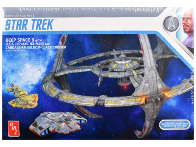 Skill 2 Model Kit Deep Space 9 Space Station with USS Defiant NX-74205 Space Ship and Cadassian Keldon-Class Cruiser "Star Trek: Deep Space Nine" (1993-1999) TV Series 1/3300 Scale Model by AMT
