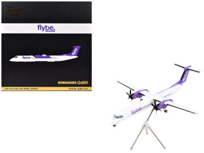 Bombardier Q400 Commercial Aircraft "Flybe" (G-ECOE) White with Purple Tail "Gemini 200" Series 1/200 Diecast Model Airplane by GeminiJets