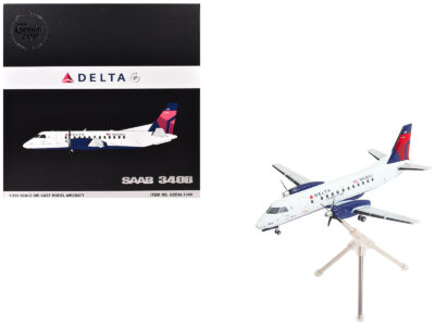 Saab 340B Commercial Aircraft "Delta Connection - Mesaba Airlines" (N428XJ) White with Red and Blue Tail "Gemini 200" Series 1/200 Diecast Model Airplane by GeminiJets