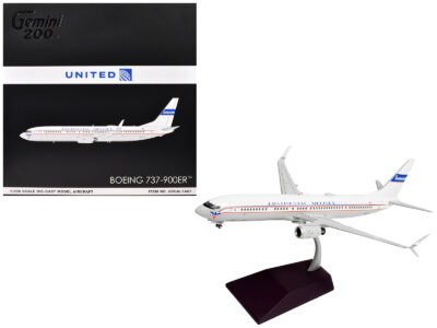 Boeing 737-900ER Commercial Aircraft "Continental Airlines - United Airlines" (N75435) White with Red and Blue Stripes "Gemini 200" Series 1/200 Diecast Model Airplane by GeminiJets