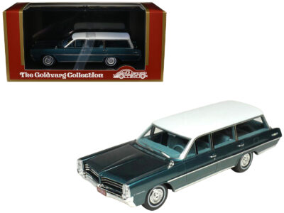1964 Pontiac Safari Gulfstream Aqua Metallic with White Top and Blue Interior Limited Edition to 200 pieces Worldwide 1/43 Model Car by Goldvarg Collection