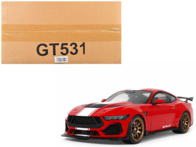 2025 Shelby Mustang Supersnake Race Red with White Stripes 1/18 Model Car by GT Spirit