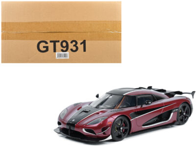 2017 Koenigsegg Agera RS Deep Red Metallic with Black Stripes 1/18 Model Car by GT Spirit