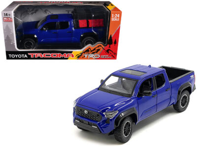 2024 Toyota Tacoma TRD Off-Road Edition Pickup Truck Blue Metallic with Bed Camper 1/24 Diecast Model Car