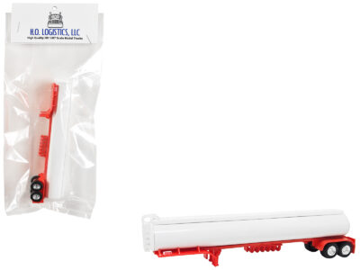 Tanker Trailer White and Red 1/87 (HO) Scale Plastic Model by HO Logistics