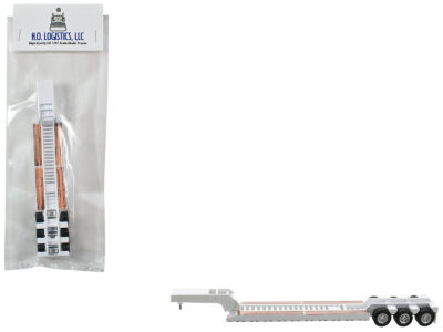 Low Boy Flatbed Trailer White 1/87 (HO) Plastic Model Car by HO Logistics