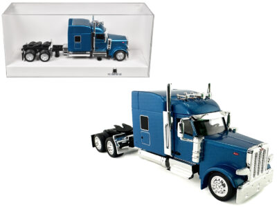 Peterbilt 589 with Stand Up Sleeper Cab Blue Metallic 1/87 (HO) Plastic Model Car by HO Logistics