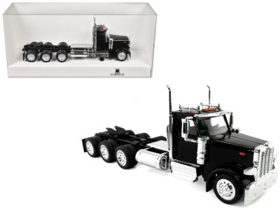 Peterbilt 589 3-Axel Day Cab Black 1/87 (HO) Plastic Model Car by HO Logistics