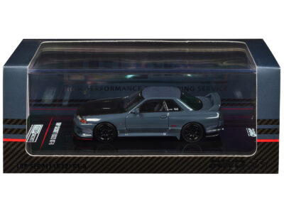 Nissan Skyline "Top Secret" GT-R (R32) RHD (Right Hand Drive) Stealth Gray with Carbon Hood 1/64 Diecast Model Car by Inno Models