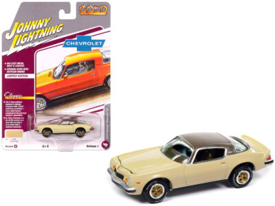 1975 Chevrolet Camaro LT Cream Beige with Brown Top "Classic Gold Collection" 1/64 Diecast Model Car by Johnny Lightning
