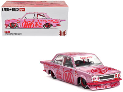 Datsun 510 Pro Street #00 "Buta V1" Pink Metallic with Red Graphics (Designed by Jun Imai) "Kaido House" Special 1/64 Diecast Model Car by Mini GT