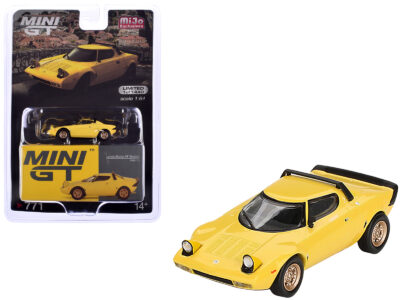 Lancia Stratos HF Stradale Giallo Fly Yellow Limited Edition to 1440 pieces Worldwide 1/64 Diecast Model Car by Mini GT