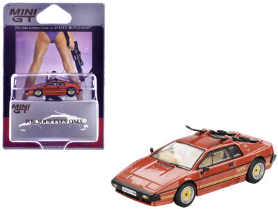 Lotus Esprit Turbo RHD (Right Hand Drive) Copper Fire Metallic with Skiis 007 James Bond "For Your Eyes Only" (1981) Movie Limited Edition 1/64 Diecast Model Car by Mini GT