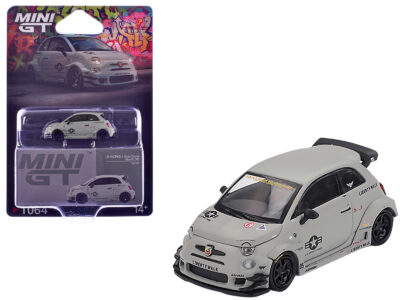 ABARTH 595 LB-Works x Abas Works "Fighters" Matt Gray Limited Edition 1/64 Diecast Model Car by Mini GT
