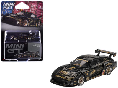 Mazda RX-7 LB-Super Silhouette "FD-NILES" Black with Gold Graphics Limited Edition 1/64 Diecast Model Car by Mini GT