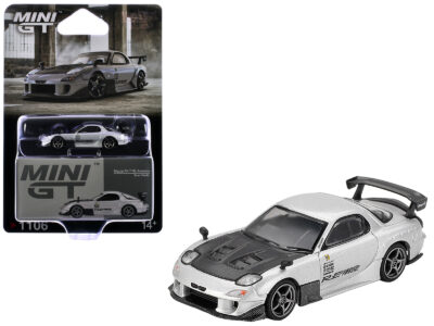 Mazda RX-7 RE-Amemiya Silver Metallic with Matt Black Hood Limited Edition 1/64 Diecast Model Car by Mini GT