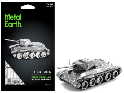 Model Kit Soviet T-34 Tank (Moderate Difficulty) Steel Model by Metal Earth